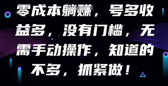 零成本全自动,号多收益多,没有门槛,无需手动-鑫锐轻创终点站