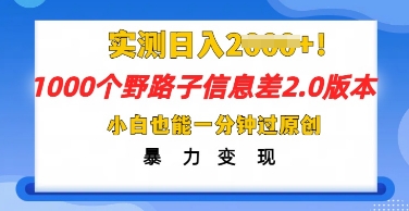 2025抖音1000个野路子信息差最新玩法，一分钟过原创，暴力变现月入几k-鑫锐轻创终点站
