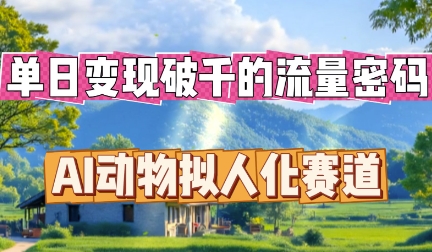 单日变现破k的流量密码,AI动物拟人化赛道-鑫锐轻创终点站