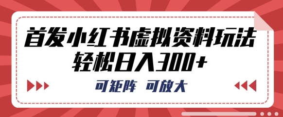 首发小红书虚拟资料玩法,可矩阵,可放大,轻松日入3张-鑫锐轻创终点站
