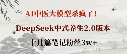 AI中医大模型杀疯了!DeepSeek中式养生2.0版本,十几篇笔记粉丝3w+-鑫锐轻创终点站