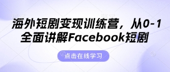 海外短剧变现训练营,从0-1全面讲解Facebook短剧-鑫锐轻创终点站