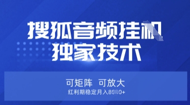 【搜狐音频挂G】独家技术，可矩阵可放大，红利期稳定月入8k【揭秘】-鑫锐轻创终点站