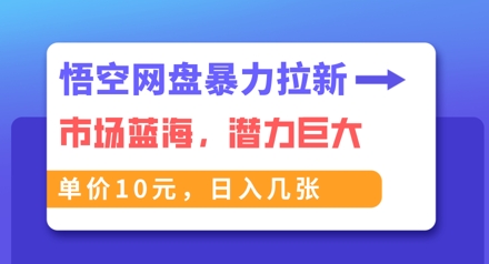 悟空网盘暴力拉新:一单10元,市场空白,日入几张-鑫锐轻创终点站