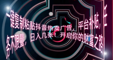 一键复制粘贴抖音热卖广告,平台补贴,任务不限量,日入几张,开启你的财富之路!-鑫锐轻创终点站